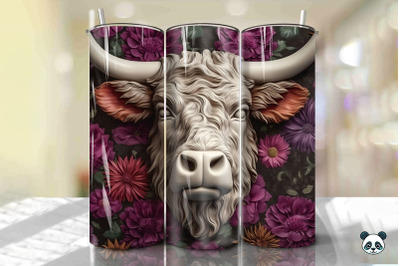 3D Highland Cow Tumbler Wrap Png 2