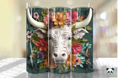 3D Highland Cow Tumbler Wrap Png 9