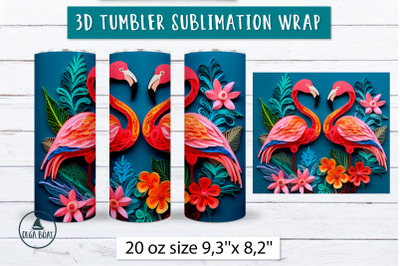 3d Sublimation tumbler wrap | Flamingo tumbler design