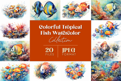 Colorful Tropical Fish Watercolor Collection
