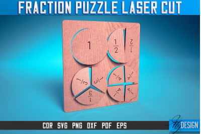 Fraction Puzzle Laser Cut SVG | Puzzle Game Laser Cut SVG Design | CNC