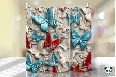 Colorful 3D Butterfly Tumbler Wrap Png