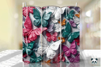 Colorful 3D Butterfly Tumbler Wrap Png