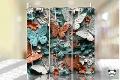 Colorful 3D Butterfly Tumbler Wrap Png