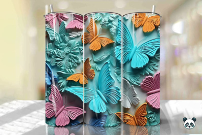 Colorful 3D Butterfly Tumbler Wrap Png