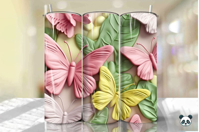 Colorful 3D Butterfly Tumbler Wrap Png