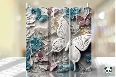 Colorful 3D Butterfly Tumbler Wrap Png