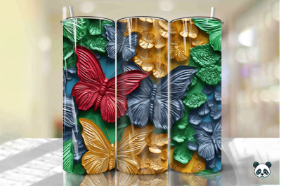 Colorful 3D Butterfly Tumbler Wrap Png