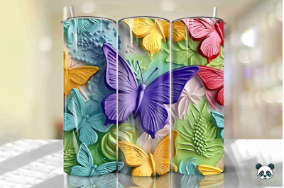 Colorful 3D Butterfly Tumbler Wrap Png