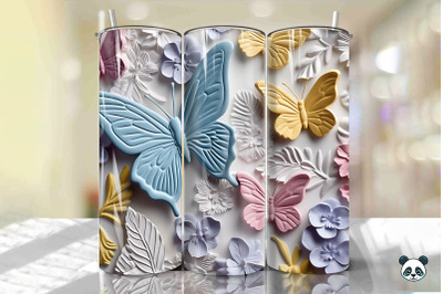 Colorful 3D Butterfly Tumbler Wrap Png