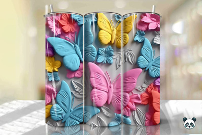 Colorful 3D Butterfly Tumbler Wrap Png