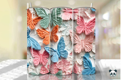 Colorful 3D Butterfly Tumbler Wrap Png