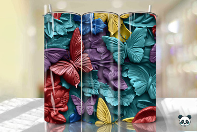 Colorful 3D Butterfly Tumbler Wrap Png