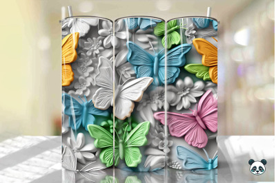 Colorful 3D Butterfly Seamless Pattern