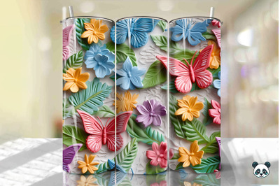 Colorful 3D Butterfly Tumbler Wrap Png