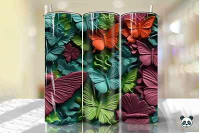 Colorful 3D Butterfly Tumbler Wrap Png