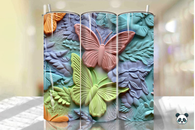 Colorful 3D Butterfly Tumbler Wrap Png