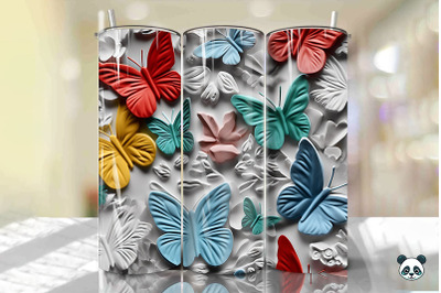 Colorful 3D Butterfly Seamless Pattern