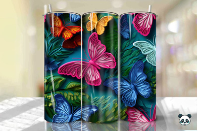 Colorful 3D Butterfly Seamless Pattern