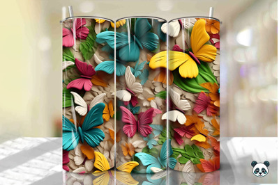 Colorful 3D Butterfly Seamless Pattern