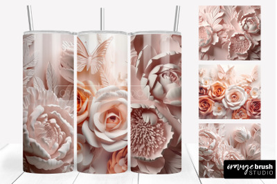 3D Sublimation Tumbler Wrap, 3D Flowers Tumbler Designs