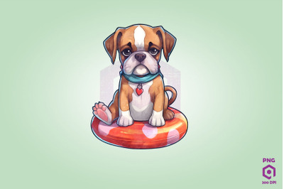 Boxer wearing swim float