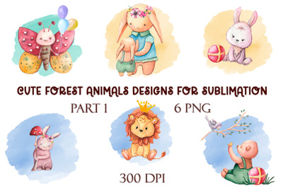 Cute Forest Animals Designs for Sublimation