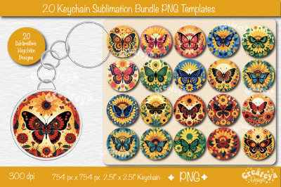 Round Keychain Sublimation Bundle PNG template| Keychain sublimation d