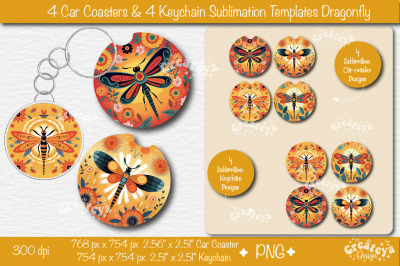 Car coaster Sublimation Bundle| Round Keychain Sublimation PNG templat