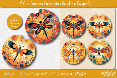 Car coaster Sublimation Designs Bundle Round Sublimation PNG template