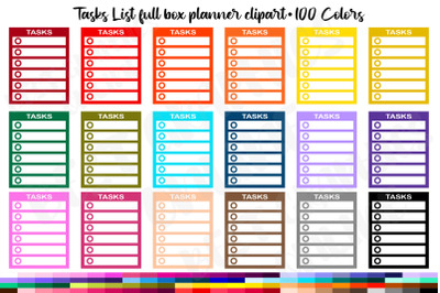 Tasks List Full Box Planner Clipart Lined Printable Stickers