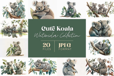 Cute Koala Watercolor Collection