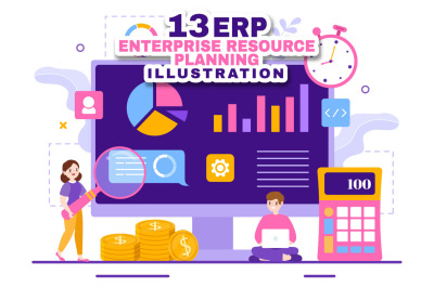 13 ERP Enterprise Resource Planning System Illustration