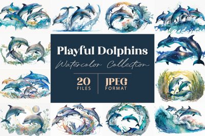 Playful Dolphins Watercolor Collection