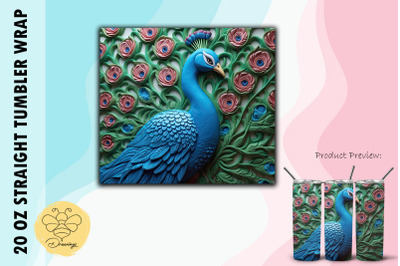 3D Beautiful Peacock Tumbler Wrap