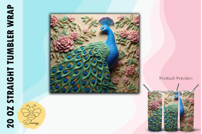 3D Beautiful Peacock Tumbler Wrap