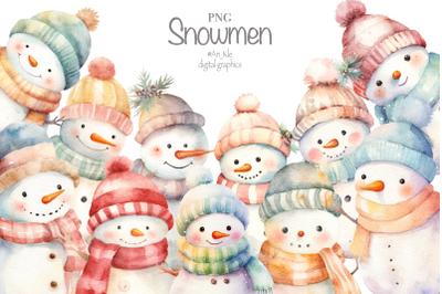 Snowmen watercolor clipart png