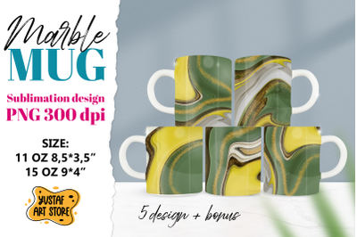 Green Yellow Marble sublimation mug bundle.5 PNG design