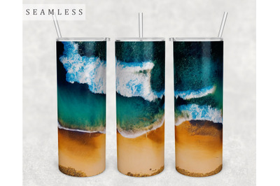 Ocean Beach Tumbler Wrap, 20 Oz Skinny Tumbler Sublimation Design, PNG