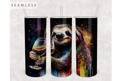 Sloth Tumbler Wrap, 20 Oz Skinny Tumbler Sublimation Design, Seamless