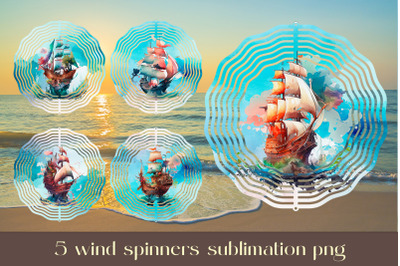 Sea Landscape wind spinner sublimation Ship wind spinner