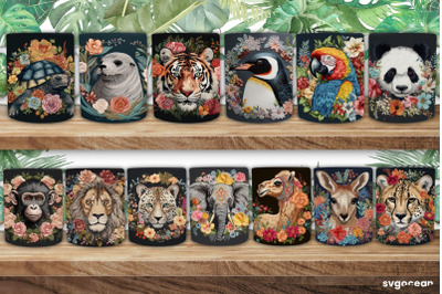 Zoo Embroidery Animals Mug | 11 oz | Sublimation