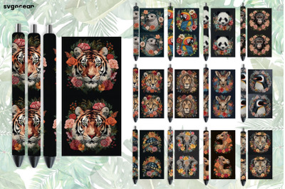 Zoo Embroidery Animals Pen Wraps | Sublimation Bundle