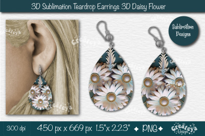 3D Earrings Sublimation Teardrop earring 3D Daisy 3D sublimation Flora