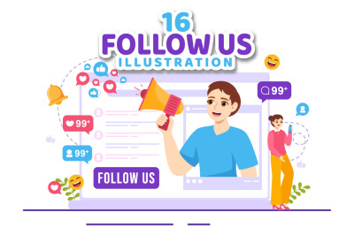 16 Follow Us and Like Illustration