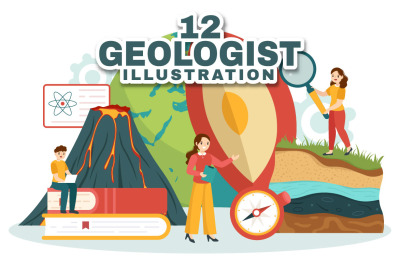 12 Geologist Vector Illustration