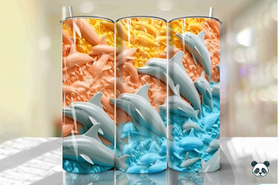 Colorful 3D Dolphin Tumbler Wrap Png 1