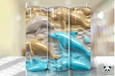Colorful 3D Dolphin Tumbler Wrap Png 11
