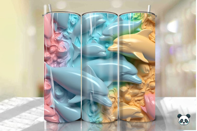 Colorful 3D Dolphin Tumbler Wrap Png 13