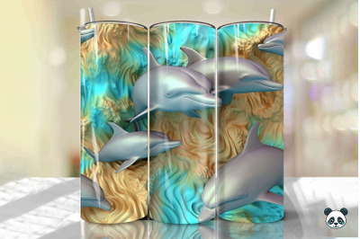 Colorful 3D Dolphin Tumbler Wrap Png 14
